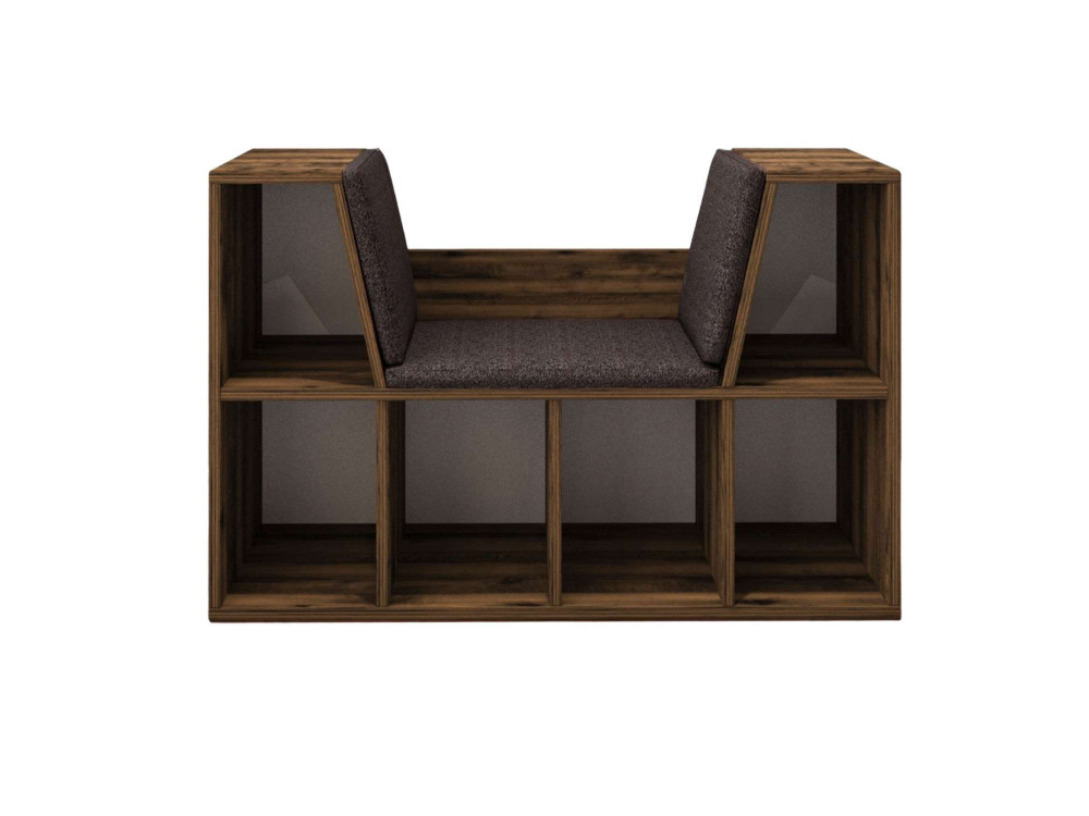 Librería "Livora" con asiento de madera - 103 x 30 x 63 cm - Marrón