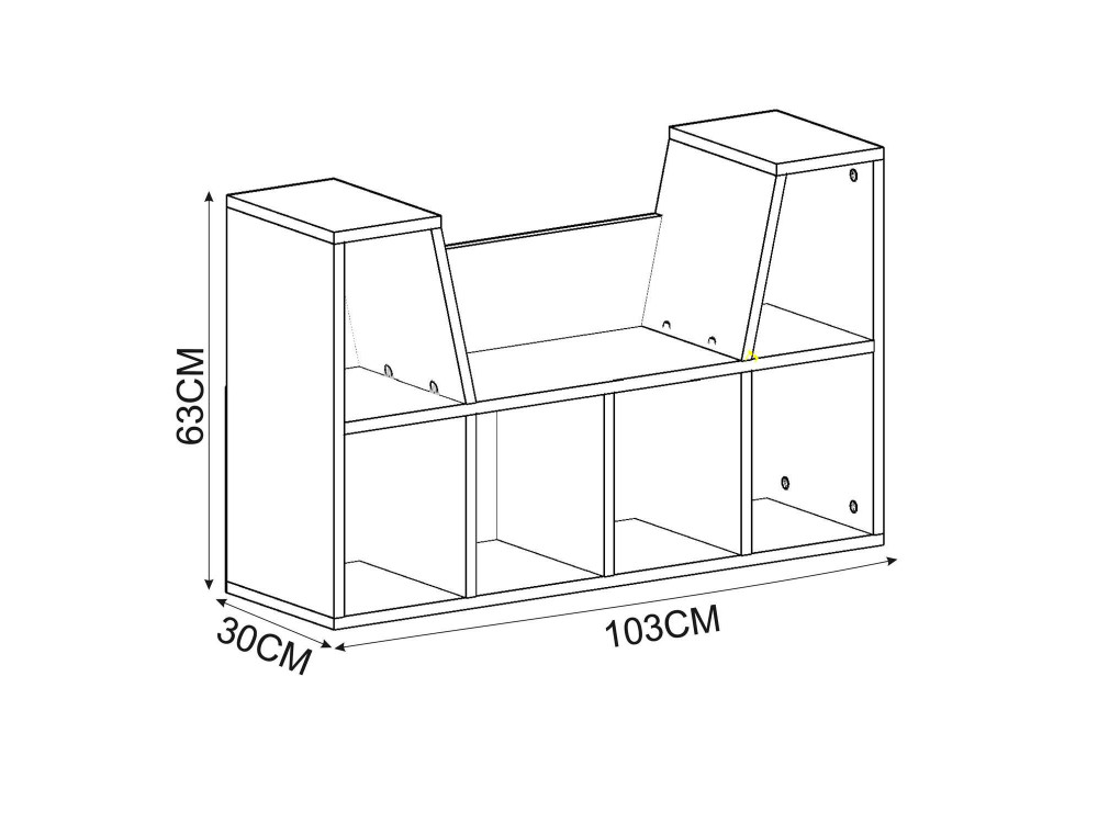 Librería "Livora" con asiento de madera - 103 x 30 x 63 cm - Marrón