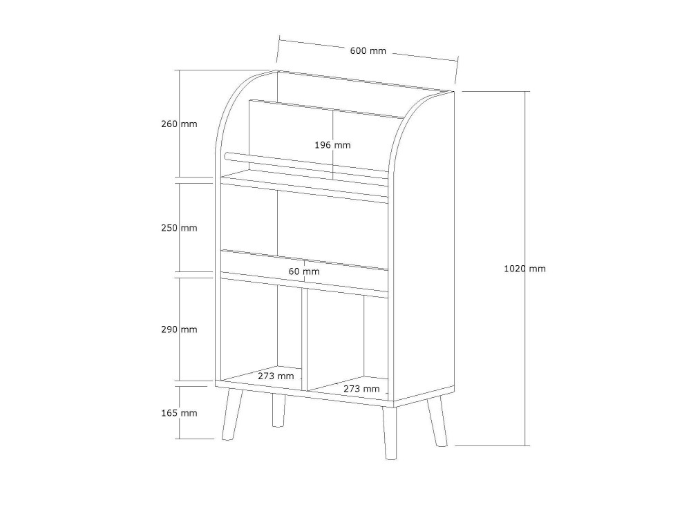 Librería de madera "Minola" - 60 x 30 x 102 cm - Blanco