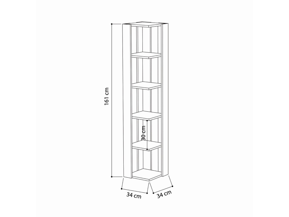 Librería de madera "Nati" - 32 x 32 x 161 cm - Marrón