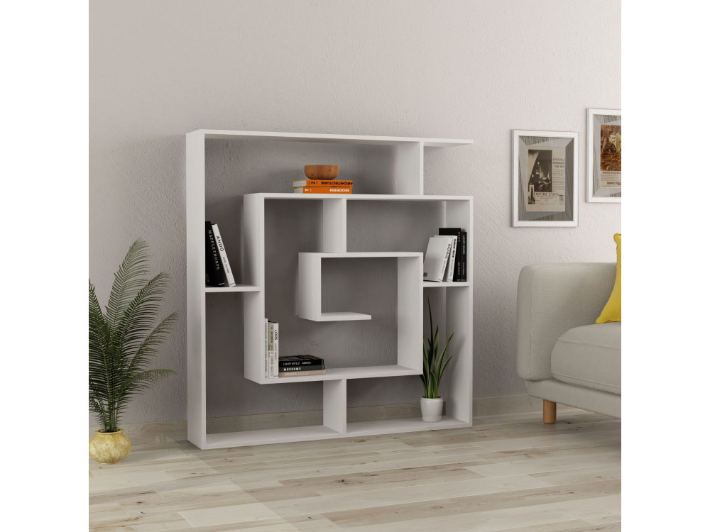 Librería de madera "Labirent" - 125 x 22 x 129 cm - Blanco