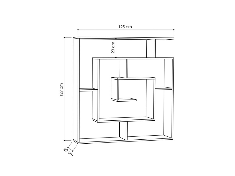 Librería de madera "Labirent" - 125 x 22 x 129 cm - Blanco