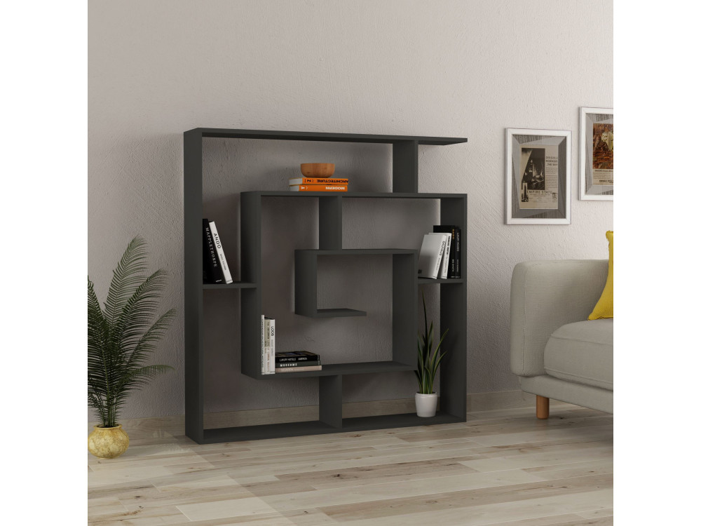 Librería de madera "Labirent" - 125 x 22 x 129 cm - Gris antracita