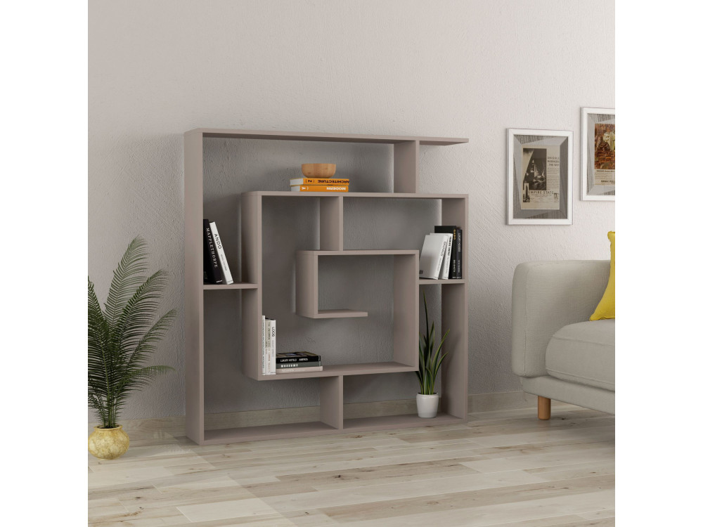 Librería de madera "Labirent" - 125 x 22 x 129 cm - Marrón moca claro