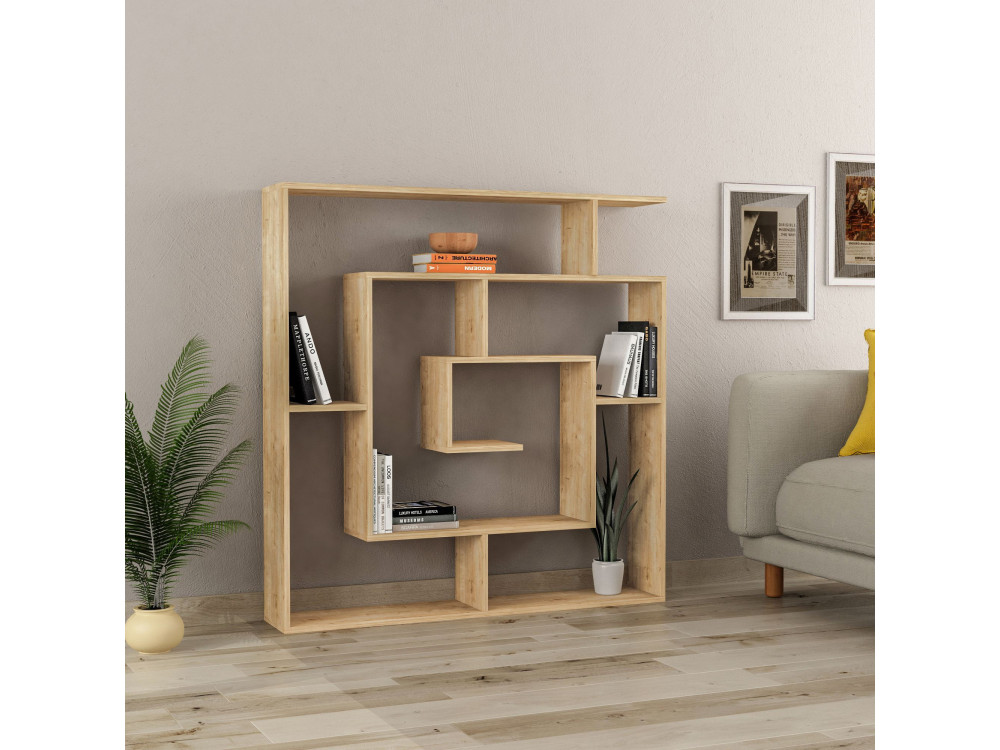 Librería de madera "Labirent" - 125 x 22 x 129 cm - Beige