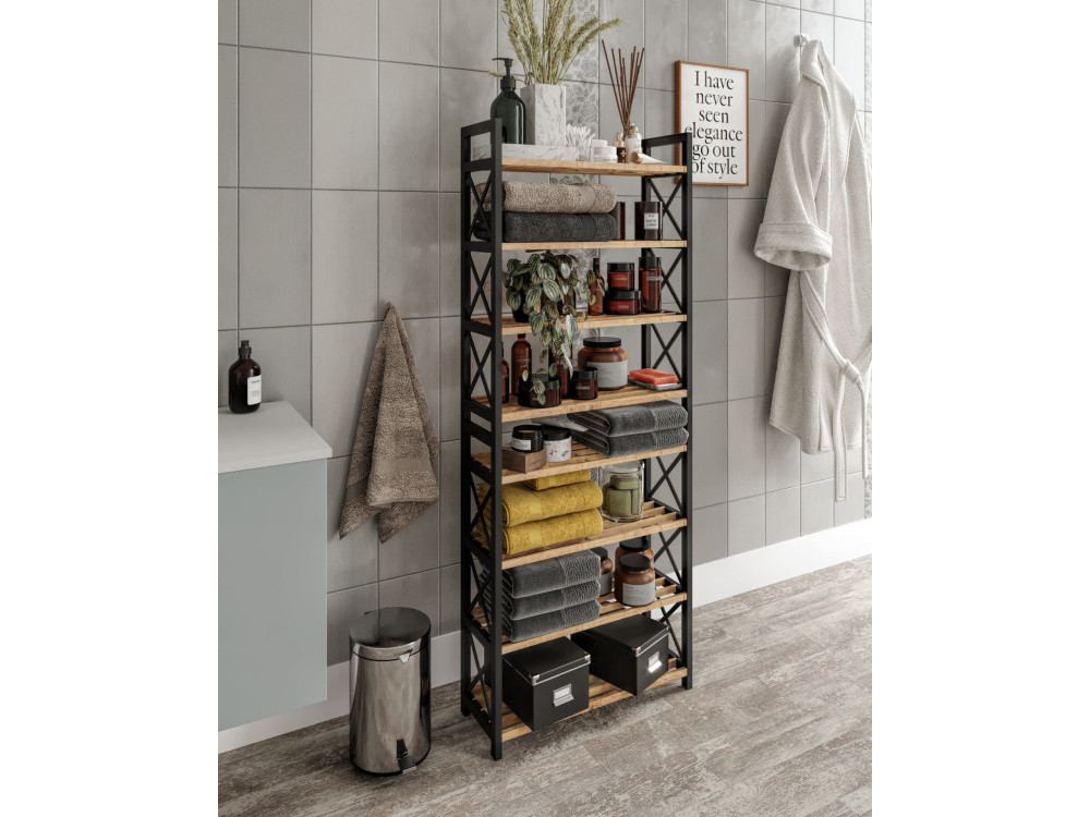 Librería de madera "Plástico" - 46 x 18 x 128 cm - Negro