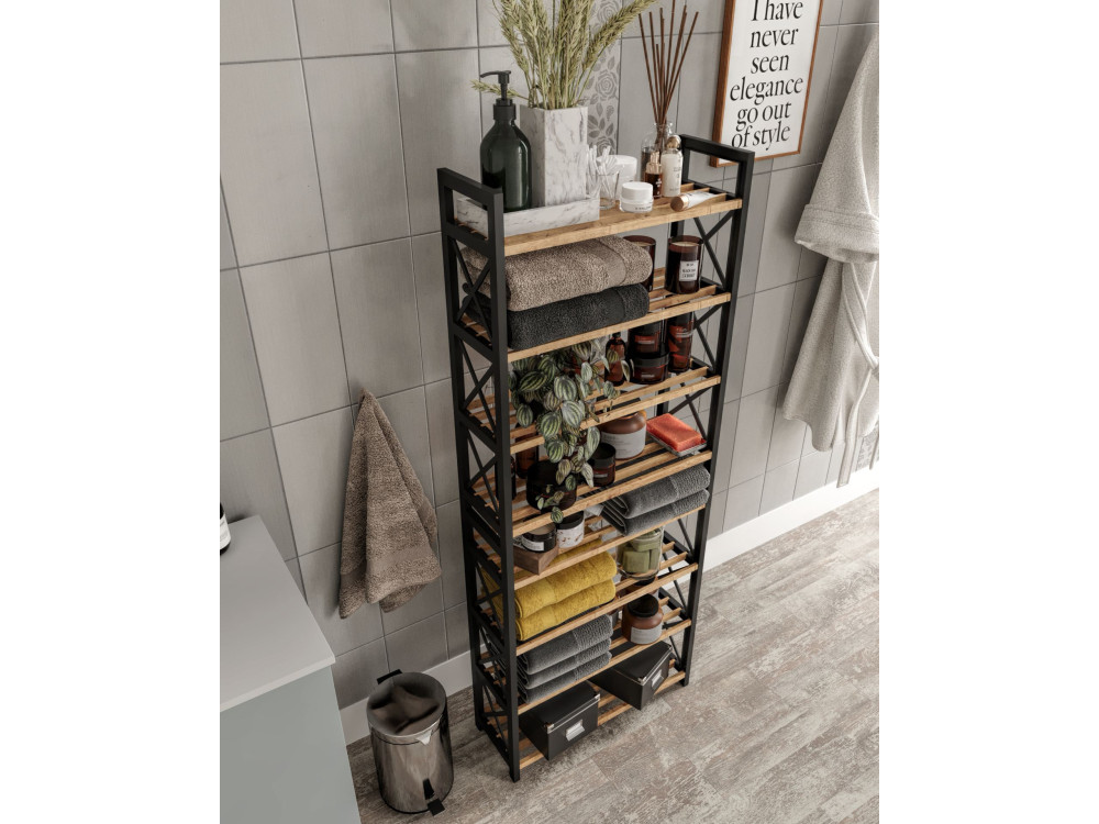 Librería de madera "Plástico" - 46 x 18 x 128 cm - Negro