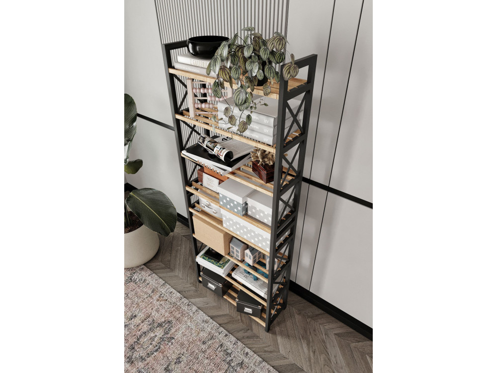 Librería de madera "Plástico" - 46 x 18 x 128 cm - Negro