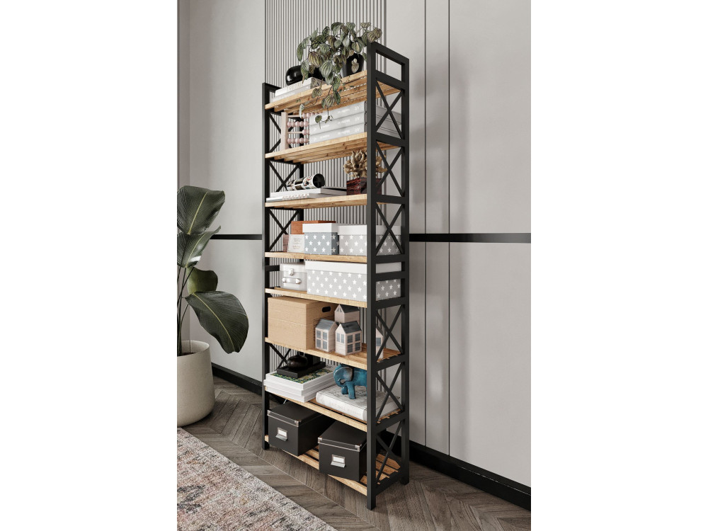 Librería de madera "Plástico" - 46 x 18 x 128 cm - Negro