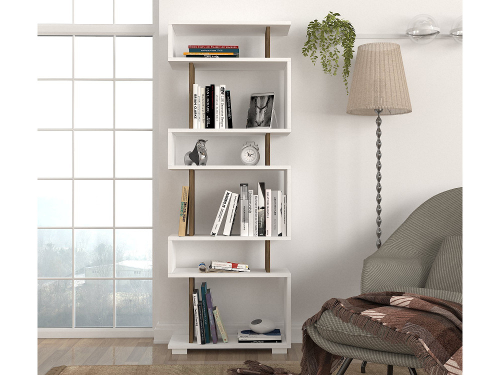 Librería de madera "Blok" - 60 x 19 x 165 cm - Marrón