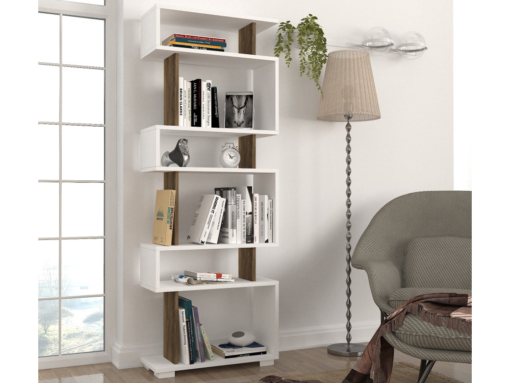 Librería de madera "Blok" - 60 x 19 x 165 cm - Marrón