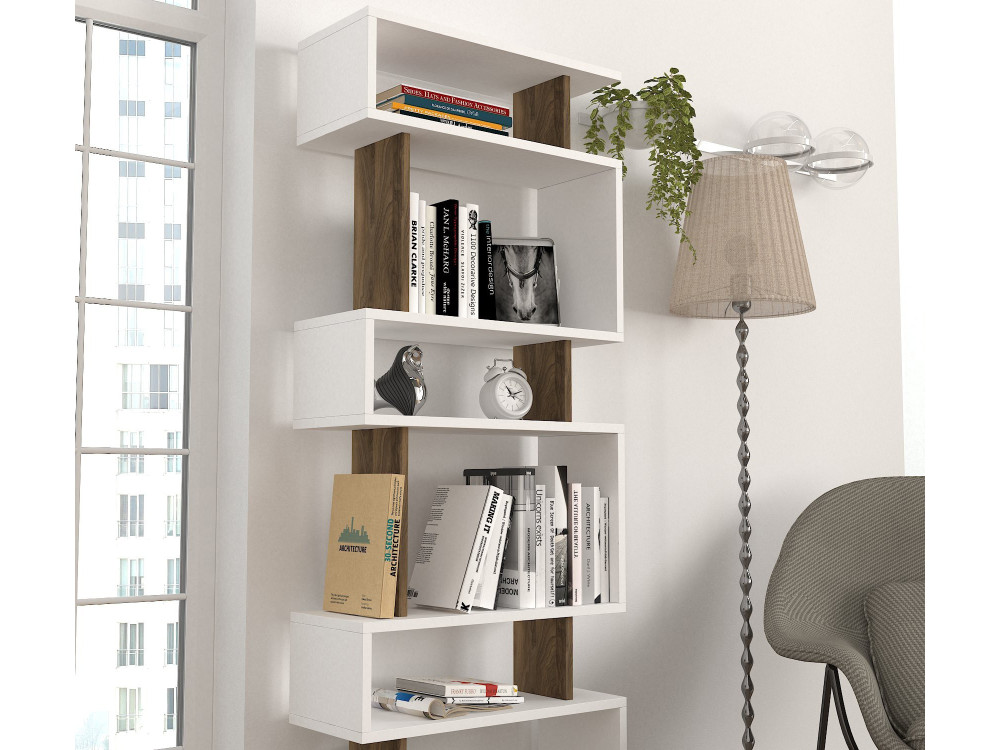 Librería de madera "Blok" - 60 x 19 x 165 cm - Marrón