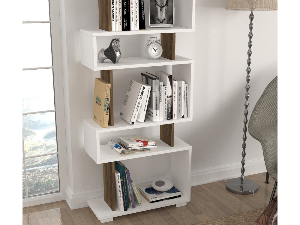 Librería de madera "Blok" - 60 x 19 x 165 cm - Marrón
