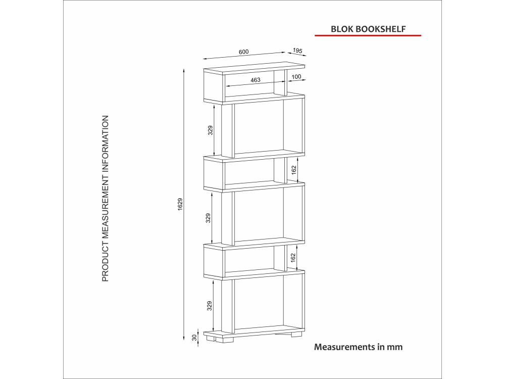 Librería de madera "Blok" - 60 x 19 x 165 cm - Marrón