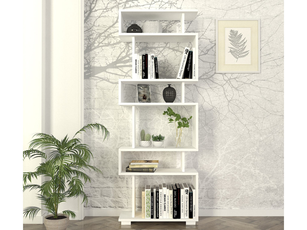 Librería de madera "Blok" - 60 x 19 x 165 cm - Blanco