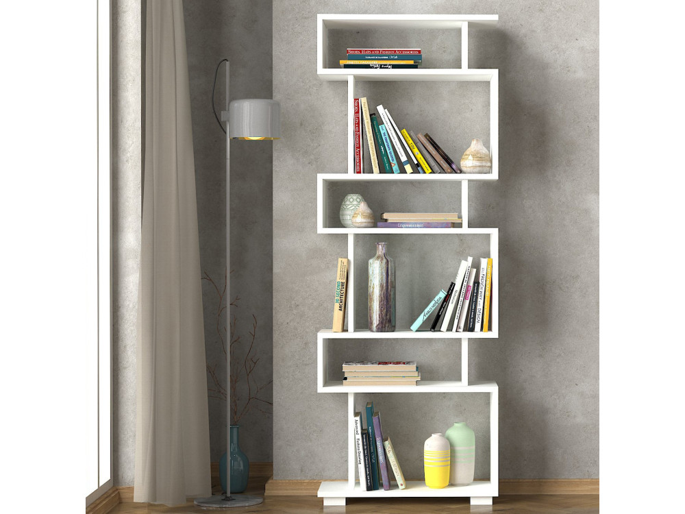 Librería de madera "Blok" - 60 x 19 x 165 cm - Blanco