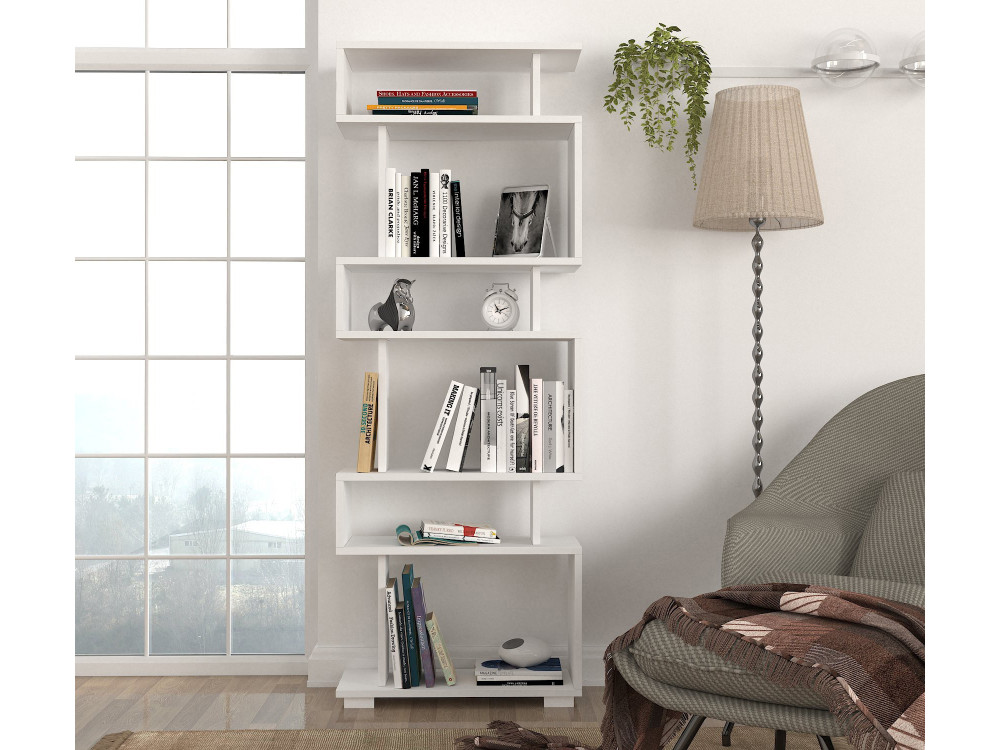 Librería de madera "Blok" - 60 x 19 x 165 cm - Blanco