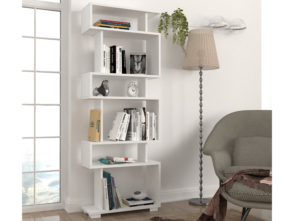 Librería de madera "Blok" - 60 x 19 x 165 cm - Blanco