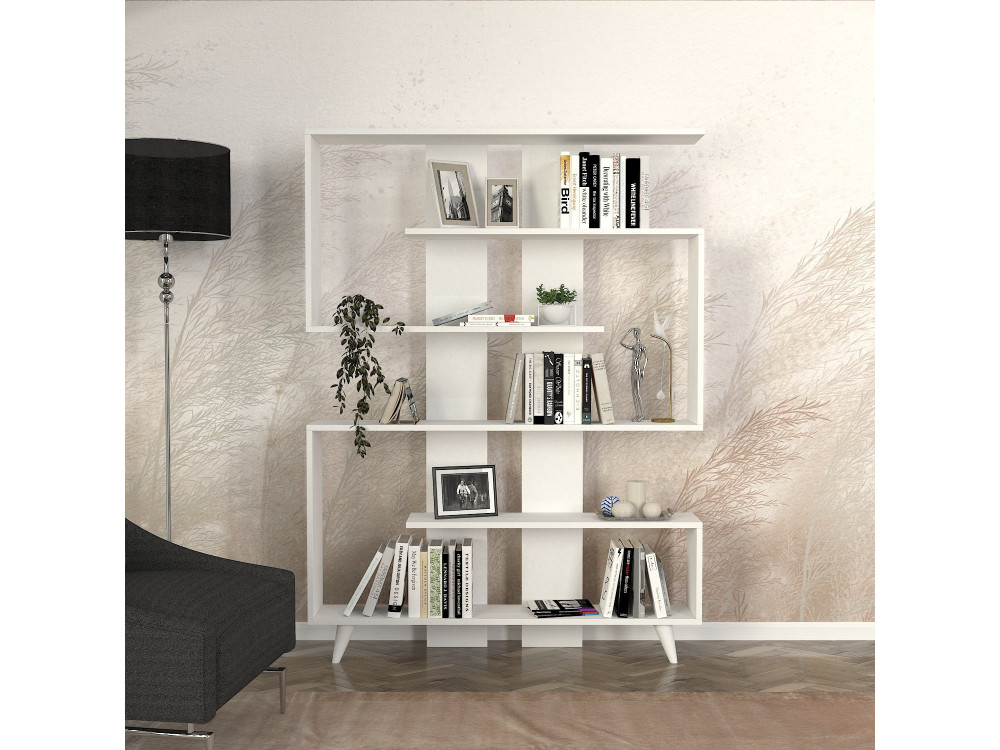 Librería de madera "Rain" - 120 x 20 x 162 cm - Blanco