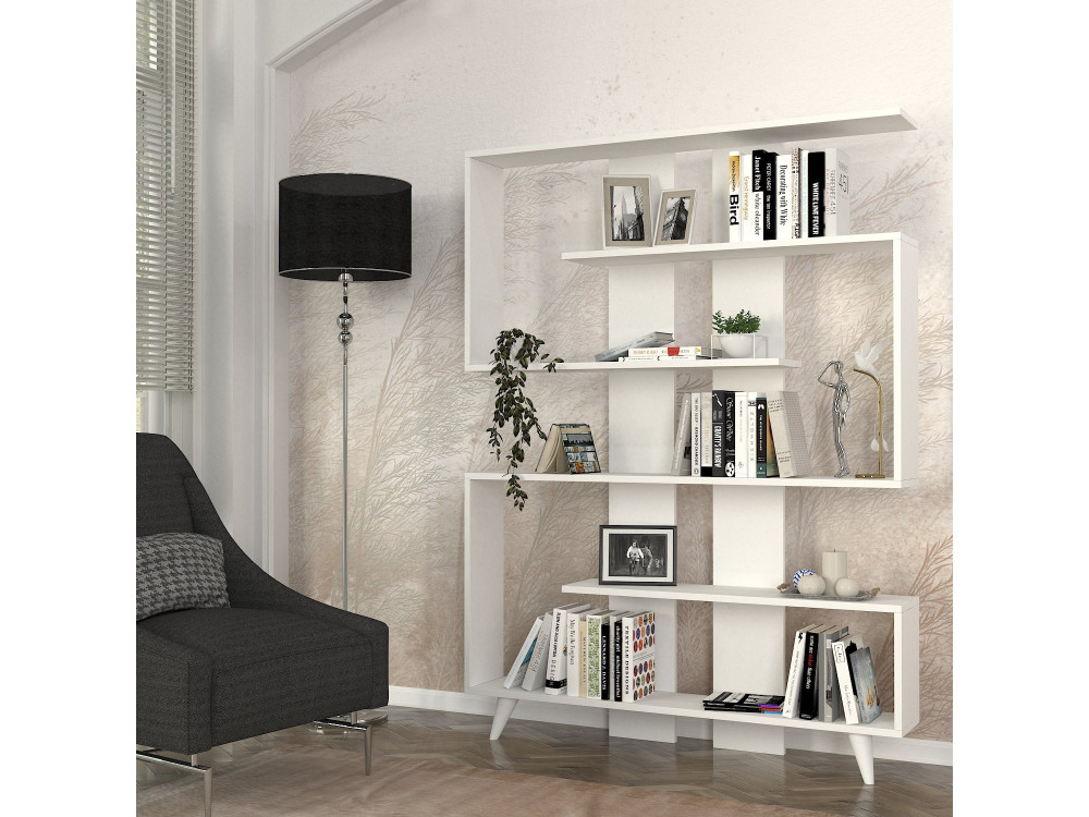 Librería de madera "Rain" - 120 x 20 x 162 cm - Blanco