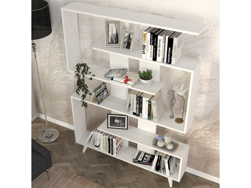 Librería de madera "Rain" - 120 x 20 x 162 cm - Blanco