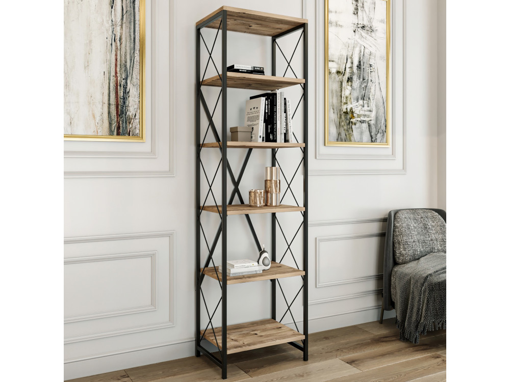 Librería de madera "Suadiye" - 50 x 30 x 180 cm - Marrón