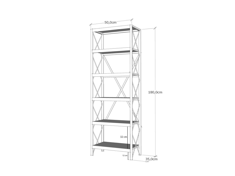 Librería de madera "Suadiye" - 50 x 30 x 180 cm - Marrón