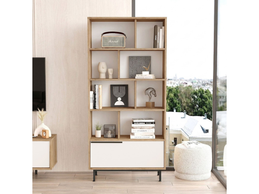 Librería de madera "ON4-SW" - 84 x 30 x 176 cm - Blanco