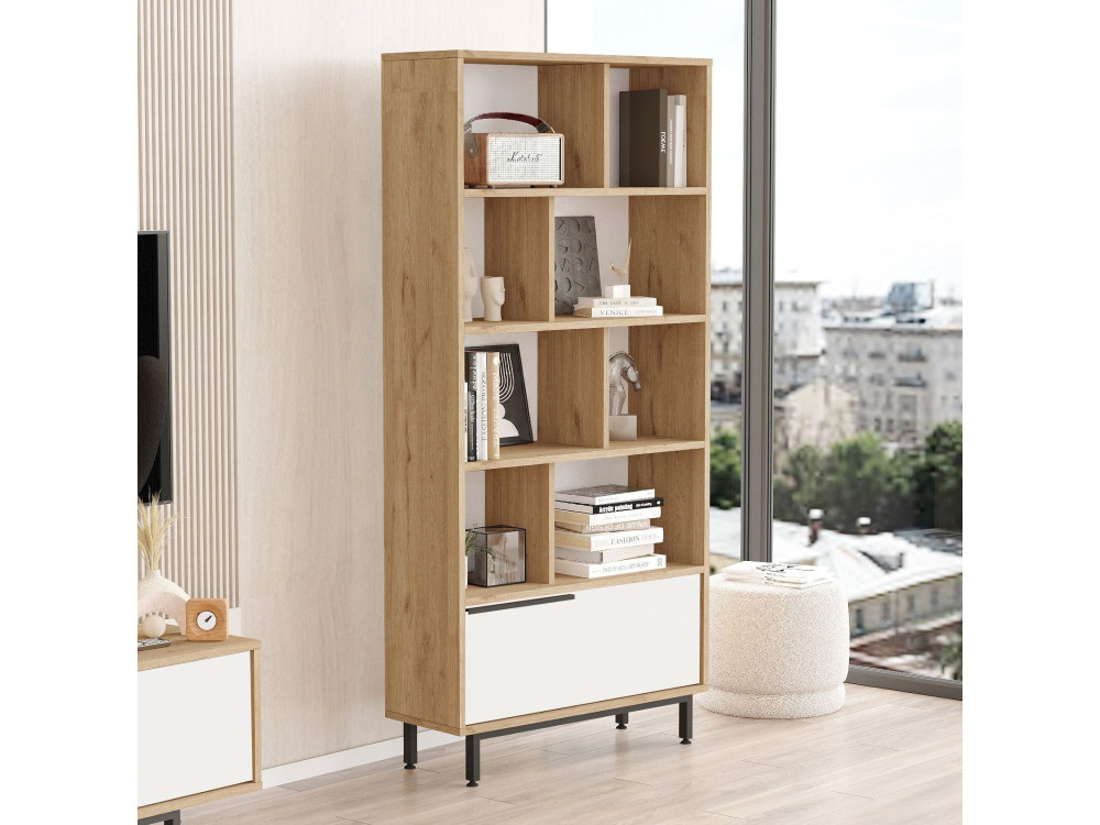Librería de madera "ON4-SW" - 84 x 30 x 176 cm - Blanco