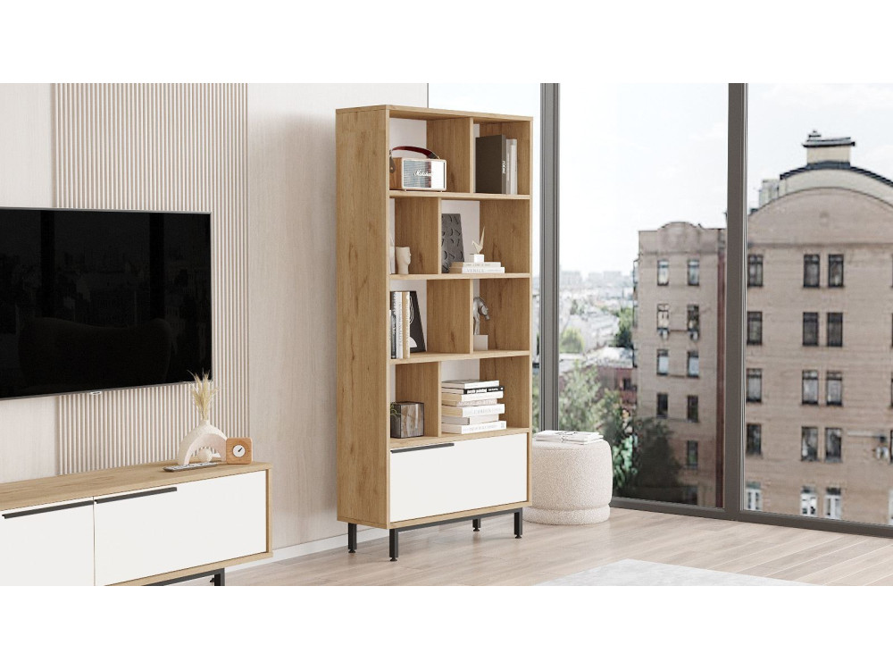 Librería de madera "ON4-SW" - 84 x 30 x 176 cm - Blanco