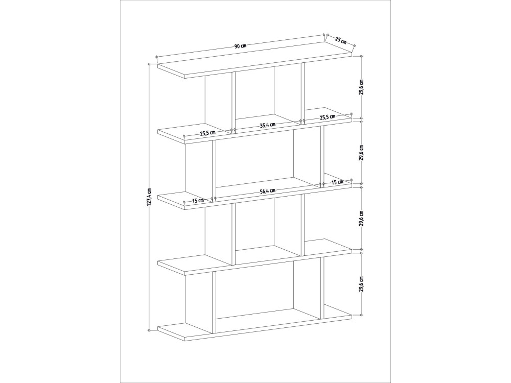 Librería de madera "Harmon" - 90 x 25 x 127 cm - Blanco