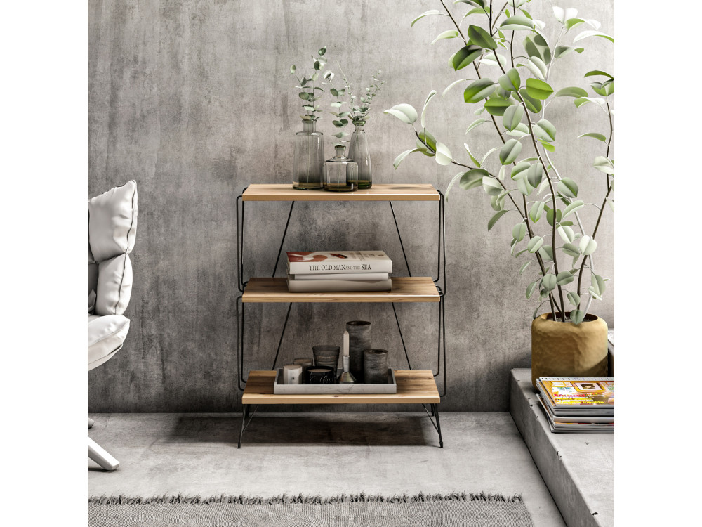 Librería de madera "Lazandos" - 46 x 30 x 76 cm - Marrón