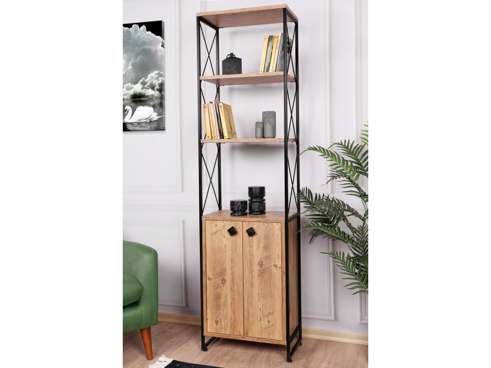 Librería de madera "Tervel" - 49 x 30 x 180 cm - Marrón
