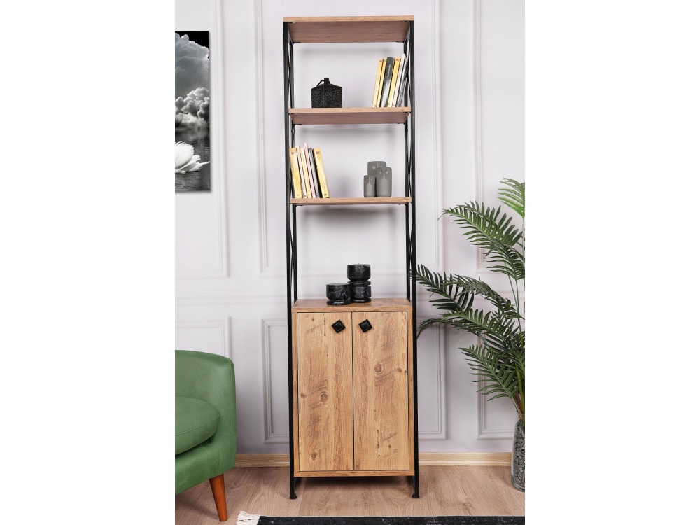 Librería de madera "Tervel" - 49 x 30 x 180 cm - Marrón