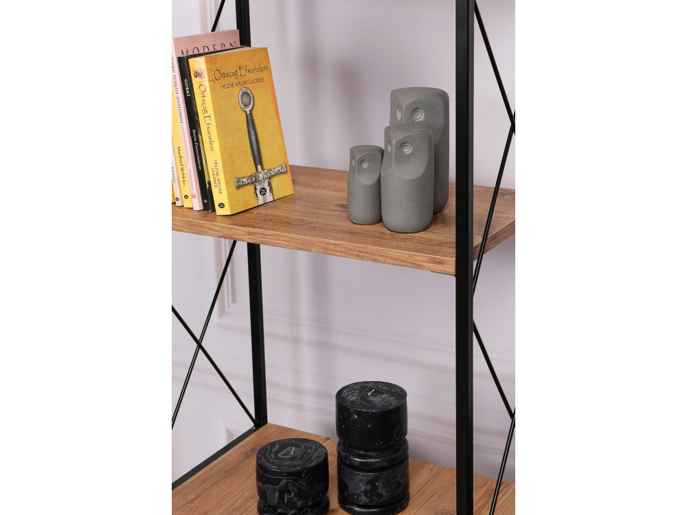 Librería de madera "Tervel" - 49 x 30 x 180 cm - Marrón