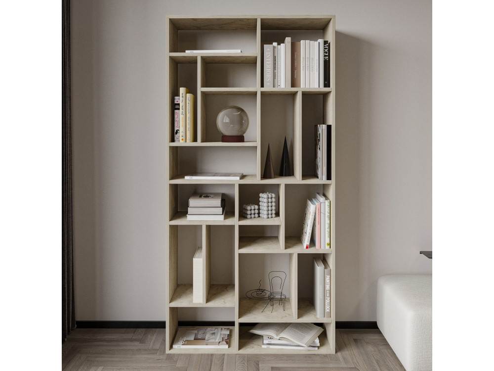Librería de madera "Nicola" - 90 x 30 x 180 cm - Travertino