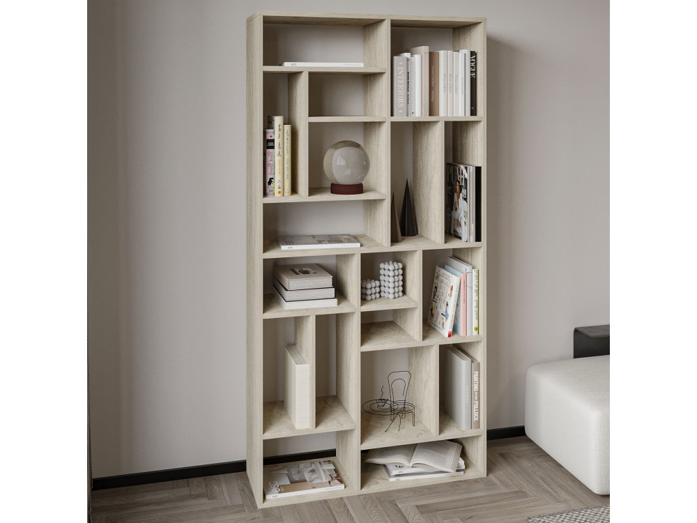 Librería de madera "Nicola" - 90 x 30 x 180 cm - Travertino