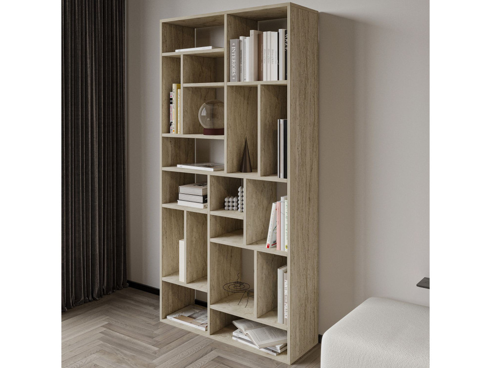 Librería de madera "Nicola" - 90 x 30 x 180 cm - Travertino