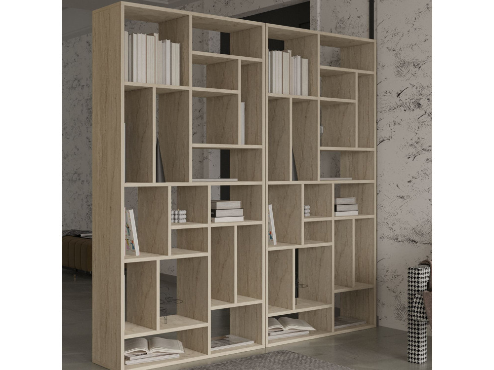 Librería de madera "Nicola" - 90 x 30 x 180 cm - Travertino