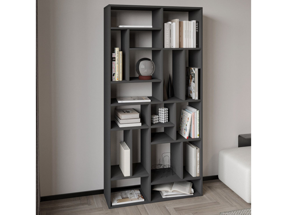 Librería de madera "Nicola" - 90 x 30 x 180 cm - Gris antracita