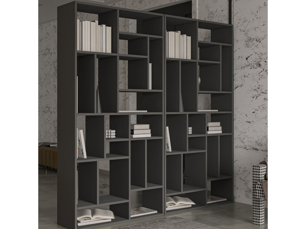 Librería de madera "Nicola" - 90 x 30 x 180 cm - Gris antracita