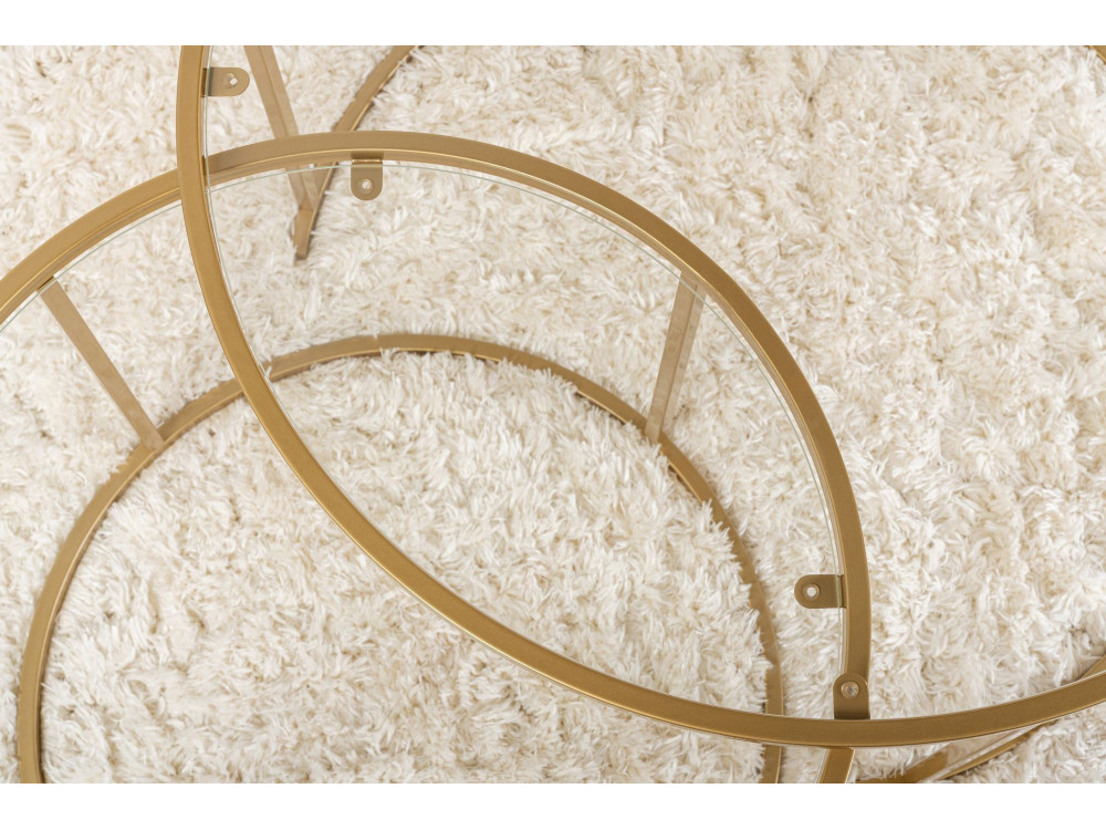 Lote de 2 mesas de centro de metal "Aurum" - 80 x 80 x 43 cm - Oro transparente