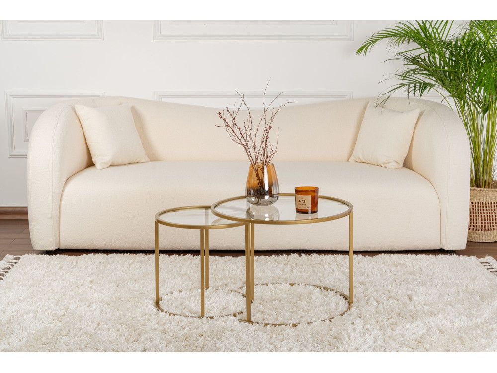 Lote de 2 mesas de centro de metal "Aurum" - 60 x 60 x 43 cm - Oro transparente