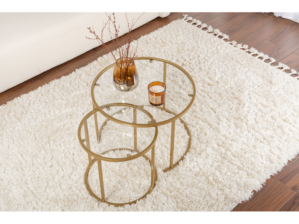 Lote de 2 mesas de centro de metal "Aurum" - 60 x 60 x 43 cm - Oro transparente