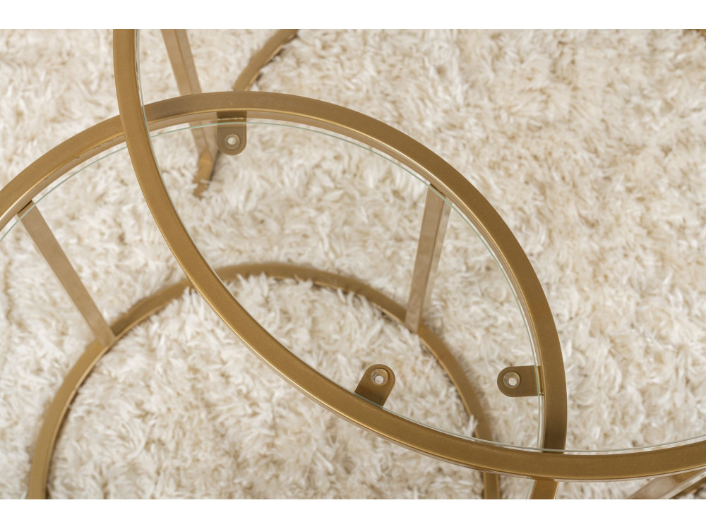 Lote de 2 mesas de centro de metal "Aurum" - 60 x 60 x 43 cm - Oro transparente