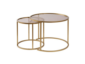 Juego de mesa baja de metal "Aurum" - 42 x 42 x 39 cm - Bronce dorado