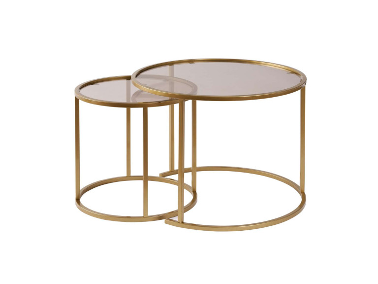 Juego de mesa baja de metal "Aurum" - 42 x 42 x 39 cm - Bronce dorado