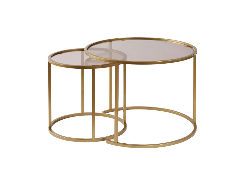 Juego de mesa baja de metal "Aurum" - 42 x 42 x 39 cm - Bronce dorado