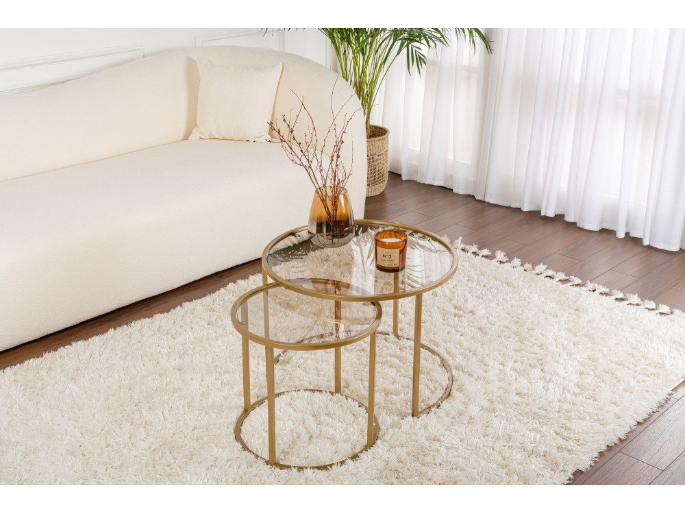 Juego de mesa baja de metal "Aurum" - 42 x 42 x 39 cm - Bronce dorado