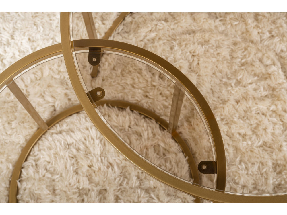 Juego de mesa baja de metal "Aurum" - 42 x 42 x 39 cm - Bronce dorado